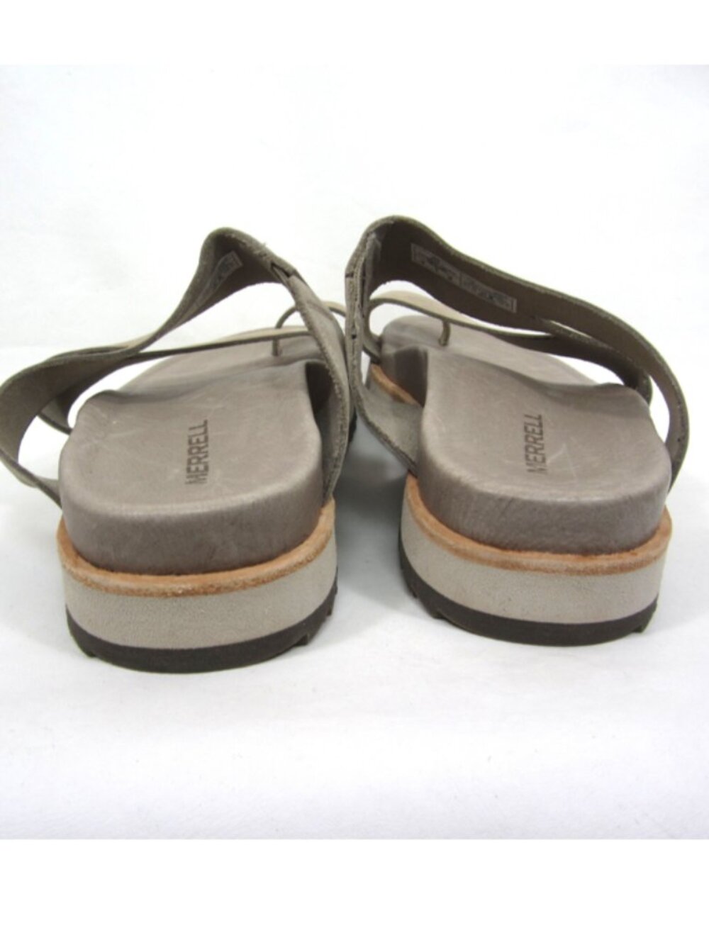 Merrell Womens Sz 5 NEW Moon Sandals Toe Ring Leather Beige Tan Taupe Platform - Picture 8 of 10